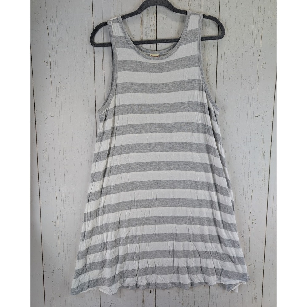 Faded Glory Plus Size 2X Womens Gray White Striped Sleeveless Top